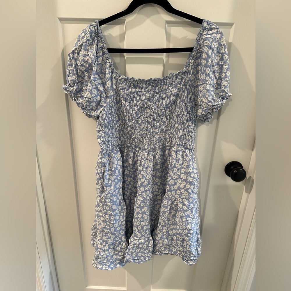 Arula Blue Floral Mini Dress - 1X - Picture 2 of 4